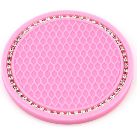 Alfombrilla para posavasos de coche, rosa con pedrería, pieza única (1/5)