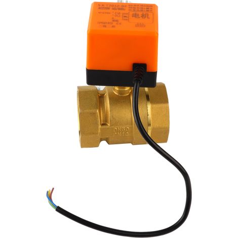 Vanne à bille motorisée électrique en laiton, 220 V CA, G2 DN50, 2 voies, 3 fils, commande 2 points (1/5)