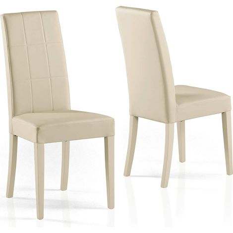 Sedia Liu Beige sedile ecopelle legno similpelle cucina sala da pranzo design moderna albergo ristorante