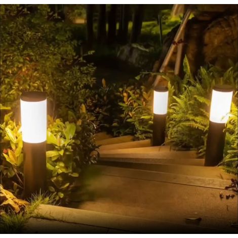 Luces solares para iluminación de paisajes, jardines, camping y césped. Luces solares para jardín de uso exterior (carcasa negra, luz cálida). (1/5)