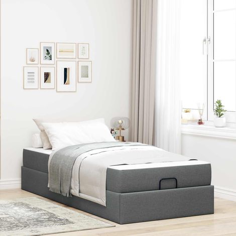 vidaXL Bettgestell mit Matratze 2 pcs Dunkelgrau Stoff (1/5)