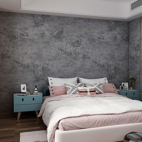 40 cm × 15 m Papier peint adhésif gris effet ciment – Film autocollant gris clair, revêtement mural imitation béton, vinyle 3D pour meubles – Décor mural gris pour cuisine, salon et chambre (1/5)