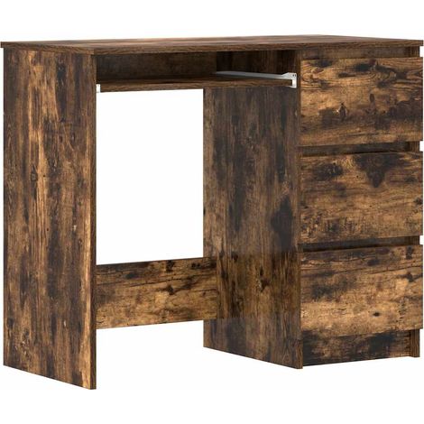 Desk Smoked Oak 90x45x76 cm Engineered Wood vidaXL