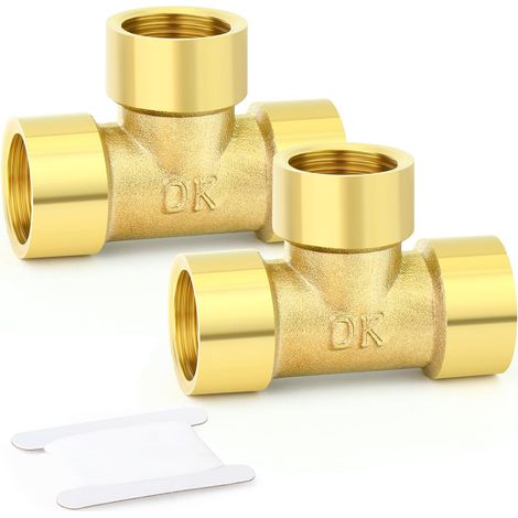 2-teiliges Messing-T-Stück, 1/2" x BSP-Innengewinde - 1/4" (1/5)