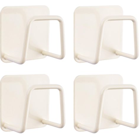 Lot de 4 porte-éponges adhésifs en acier inoxydable pour évier, savon, éponges, support antirouille de qualité supérieure, accessoires de cuisine/blanc