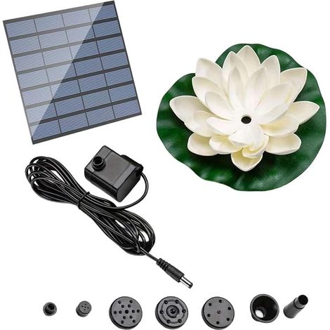Pompe à eau solaire Lotus pour bassin de jardin, piscine, bain d'oiseaux, fontaine, avec buses à débit réglable (2)