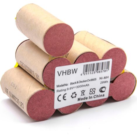 vhbw Batterie compatible avec Black & Decker DV9605 robot électroménager (3000mAh, 9,6V, NiMH) (1/3)