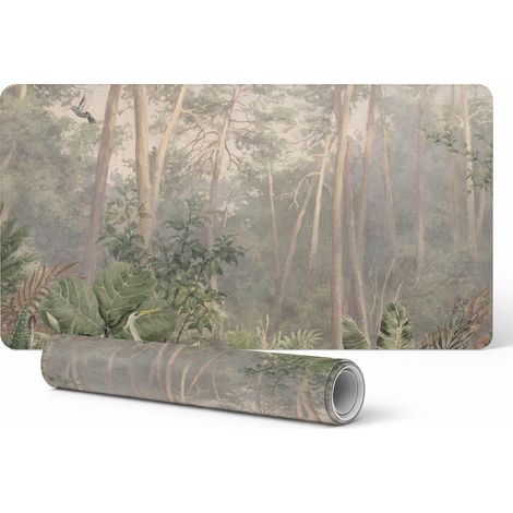 Alfombrilla protectora antideslizante para escritorio con estampado de paisaje forestal, 120 x 60 cm.