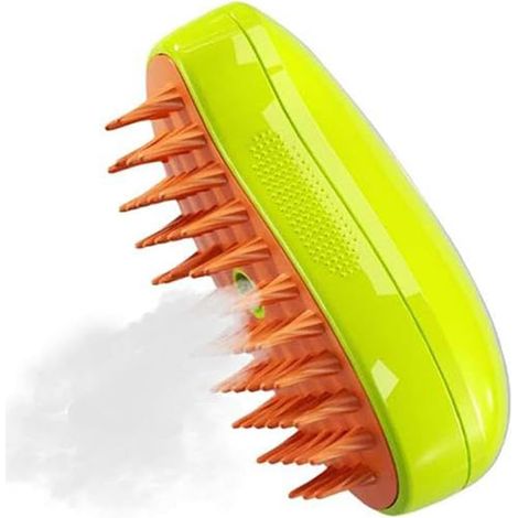 Brosse vapeur pour chat, brosse de toilettage vapeur 3 en 1 pour chat, peigne pour enlever les poils d'animaux, brosse vapeur autonettoyante pour chat avec massage (verte) (1/4)