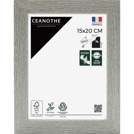 Cadre Photo Bois Grisé 15x20 cm et 20x15 cm – Convient au A5, A6 et Carte Postale  - Cadre Bois Gris – Cadre Photo Australe en Bois Reconstitué FSC - Fabriqué en France - Verre acrylique Incassable