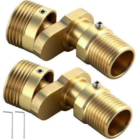 2 Pièces Robinet de Douche Réglable en Cuivre 1/2 à 3/4, Raccord Excentré Mitigeur Rotatif à 360 Degrés, Adaptateurs de Robinet de Douche en S en Laiton, aux Cuisines, Salles de Bains (1/5)