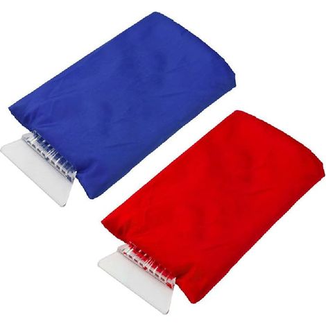 2-teilige Autoschneeschaufel mit warmem Griff und Handschuhen – Rot + Blau