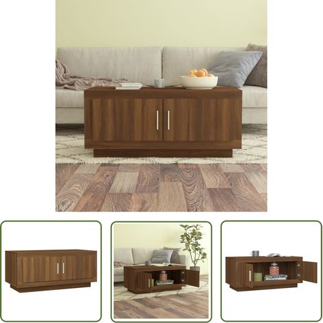 The Living Store Table basse Chêne marron 102x50x45 cm Bois d'ingénierie - Table Basse - Meuble Salon - Table D'appoint - Bout De Canapé - Bois D'ingénierie (1/5)