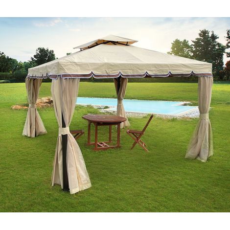 Gazebo da arredo esterno 3x4 mt con tende e zanzariera (1/4)