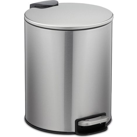 Poubelle pour Salle de Bain, Acier Inoxydable 5l, Seau intérieur Amovible. Fermeture en Douceur, argenté (1/5)