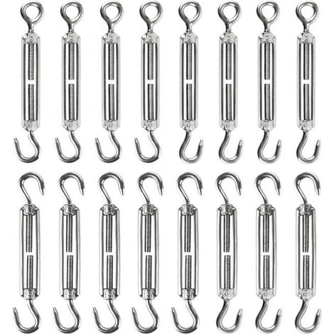 Lot De 16 Tendeur Cable Inox 304 M5,Tendeur Fil A Linge Réglable 124-176Mm,Tendeur Grillage Avec Crochets Type Cc Et Oc Pour[CA134] (1/5)