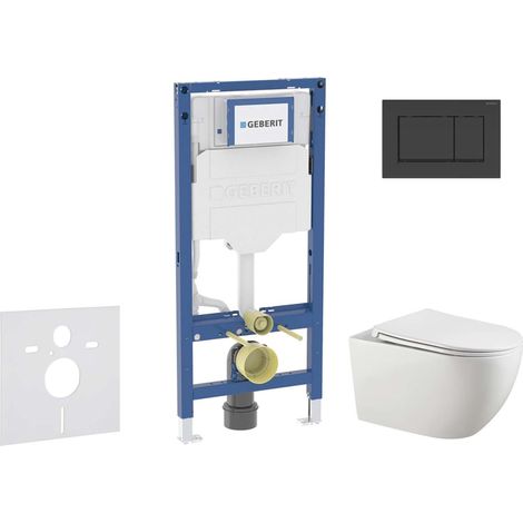 Geberit Duofix - Conjunto de módulo de instalación empotrada, inodoro Gaia y asiento softclose, pulsador de descarga Sigma20, negro mate/negro SANI11CA5106B (1/5)
