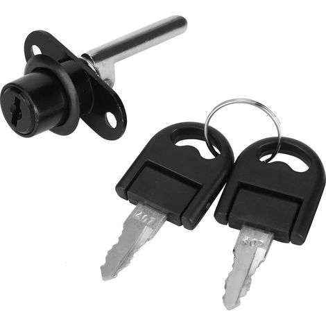 Lot de 2 verrous de sécurité pour tiroirs, armoires et classeurs, avec clés (tête de 19 mm, noir) (1/5)