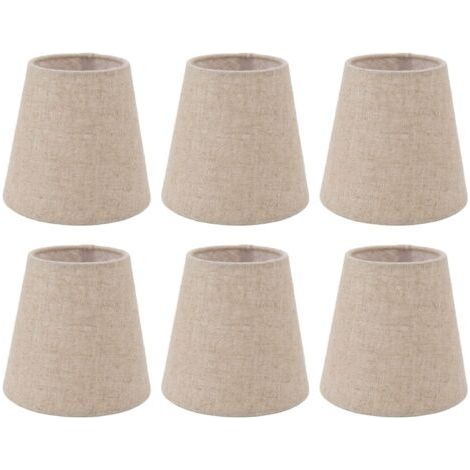 6 pièces petit abat-jour Clip sur tambour abat-jour en tissu de lin pour bougies ampoules accessoires d'éclairage (1/5)