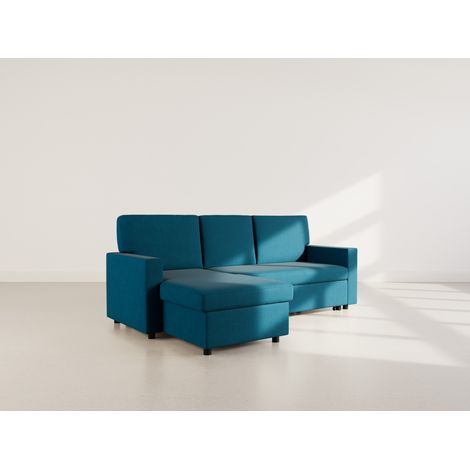 Bestmobilier – Canapé d'angle réversible 4 places convertible avec coffre de rangement – Tissu 100% polyester – Dimensions couchage 186x148cm – Style contemporain