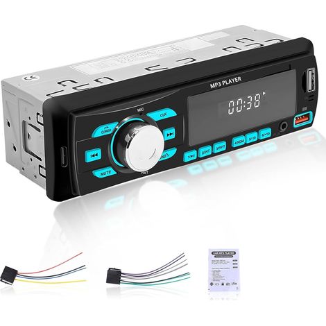 Radio para coche Bluetooth de 1 DIN - Receptor de radio FM - Reproducción de USB/unidad flash USB/entrada auxiliar/tarjeta TF (1/5)