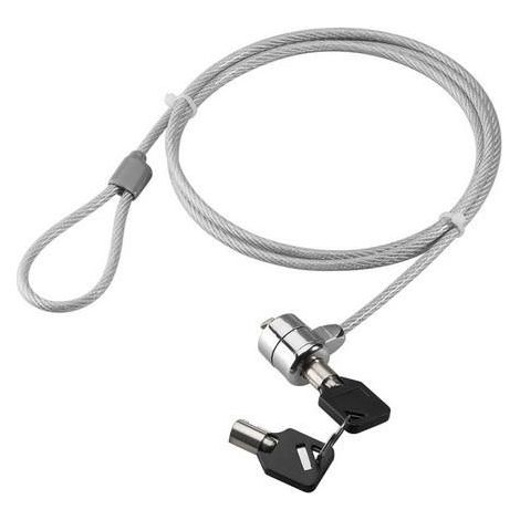 Goobay 93037 - Cable antirrobo (Gris, Llave Redonda, Acero, 1,5 m, 4,5 mm)