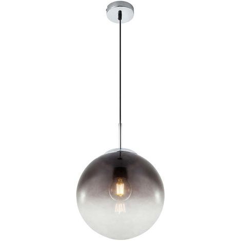 Globo Varus Plafonnier suspendu Globe 25 cm, abat-jour en verre fumé chromé, 1 culot E27 (1/5)