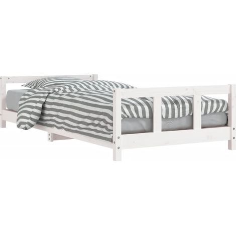 Cadre de lit pour enfants blanc 90x200 bois de pin massif (1/5)