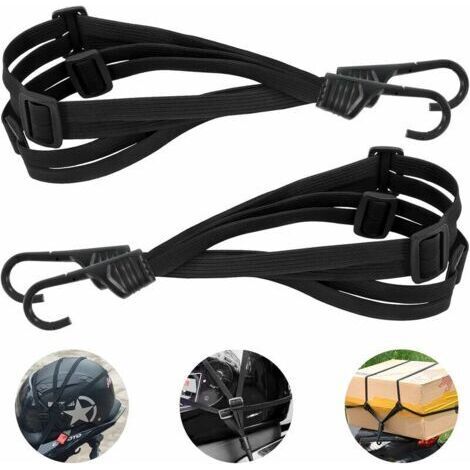 - Lot De 2 Sangle À Bagages Tendeur Pour Velo Moto, Sangle Elastique Réglable En Nylon Noir Avec Crochets Double (1/4)
