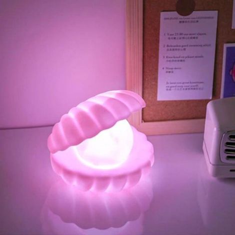 Veilleuse en forme de coquillage (rose), veilleuse de chevet, lampe de chambre à bascule, veilleuse sirène fée coquillage, décoration cadeau de Noël (1/4)