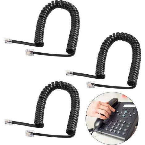 Cable en espiral, línea telefónica de 3 secciones, perfectamente compatible con diversos dispositivos, ideal para oficinas y hogares, con diseño expandible. (1/2)