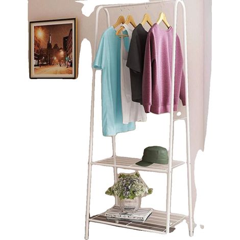 Porte-manteau, Rangement Vertical, Construction Métallique Robuste, BLANC (1/2)