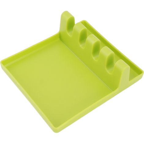 Repose-cuillères multifonctionnel en plastique vert, porte-cuillères multiple pour plan de travail de cuisine (1/5)