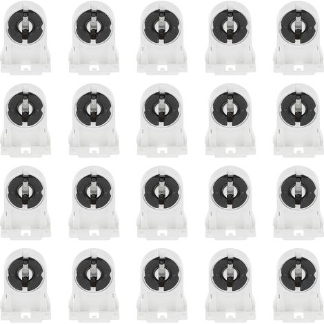 Support de Lampe T8, 20Pcs Douille de Lampe Sans Shunt G13 pour Tubes Fluorescents Intégrés LED, Blanc Noir (1/5)
