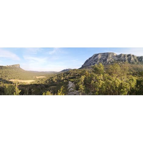 Tableau sur toile montagne de l'Hortus 45x135 cm - Impression sur Toile Murale Décorative - Image imprimée en HD sur Toile - Toile sur Châssis en Bois FSC - Fabriqué en France (1/4)