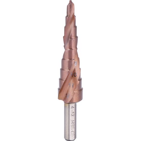 Foret étagé avec revêtement en cobalt, acier rapide M35, outil d'ouverture de trou à tige triangulaire 4-12 (9 étapes)