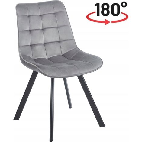 Sedia girevole 180° in velluto GRIGIO con FUNZIONE DI RITORNO Imbottita (1/5)