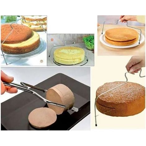 Coupe acier inoxydable argent partager servir gâteaux (1/4)