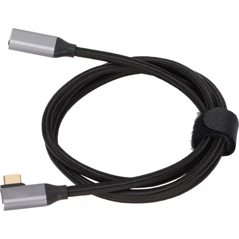 Câble USB-C 90° 4K 100W PD 5A, 1 mètre, mâle-femelle, Gen 2 USB 3.1 pour charge rapide et transfert de données (1/5)