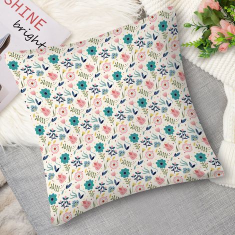 Housse de Coussin décoratif fleurs multicolores, gai (1/5)