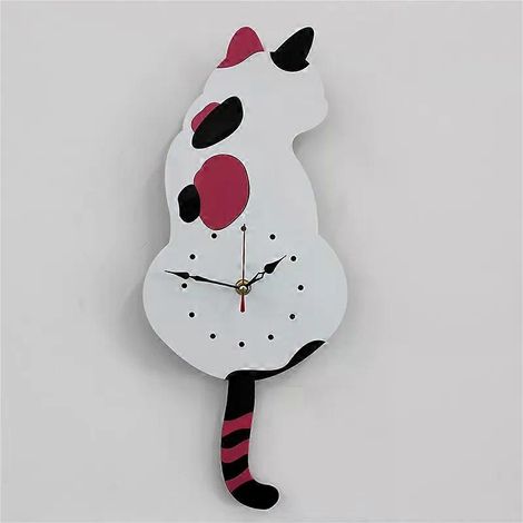 Décoration d'intérieur - Salon - Horloge murale créative chat qui remue la queue - Horloge murale en acrylique - Horloge chat moderne et mignonne - Fonctionnement silencieux (1/5)