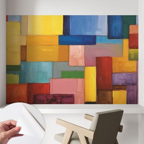 Papier peint adhésif décoratif pour chambre et salon Design moderne à poser facilement Rectangles colorés 104x70 cm (1/5)