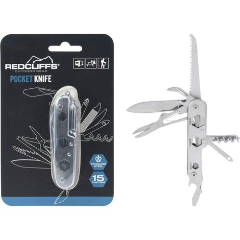Redcliffs Couteau multifonction compact argenté 15 outils (1/3)