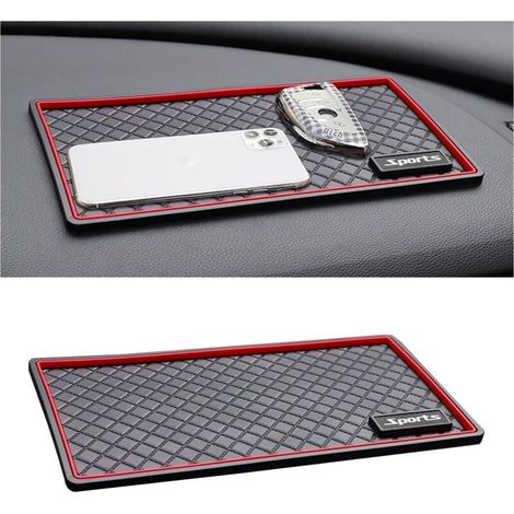 Tapis De Tableau De Bord Antidérapant pour Voiture, Tapis Antidérapant Universel pour Tableau Bord, Voiture Dash Mat Anti-Slip Lunettes Soleil GPS avec Clé(Texture à Carreau) (1/5)