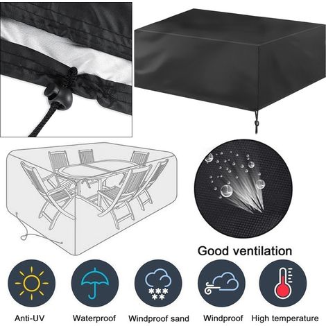 Housse de Protection Imperméable pour Mobilier de Jardin, Toile Oxford 180x120x74 cm