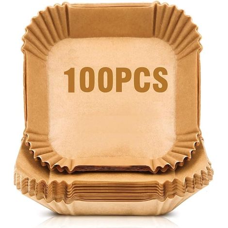 Papier pour friteuse à air [100 feuilles] - qualité alimentaire, sans BPA - bois - 16 - 3-6 l (1/5)