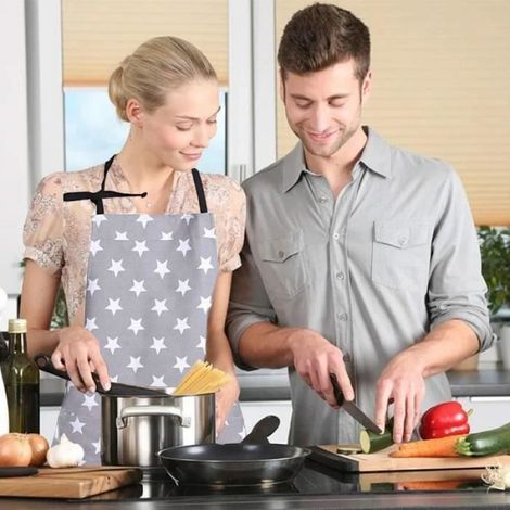 Tablier pour Femme, Tablier Réglables en Coton et Lin avec Poches Etanche Tablier de Chef de Cuisine (1/4)