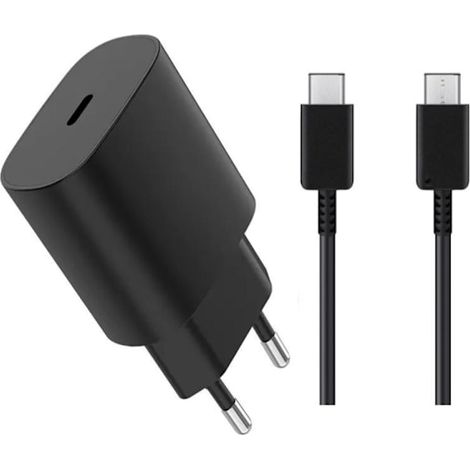 Lot de 2 chargeurs rapides Samsung - Adaptateur + câble 25 W USB-C 2 m Noir (1/5)