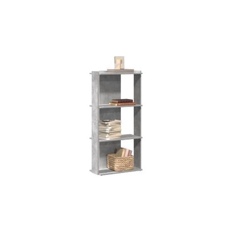 Bibliothèque à 3 niveaux gris béton 60x30x120 bois ingénierie (1/5)