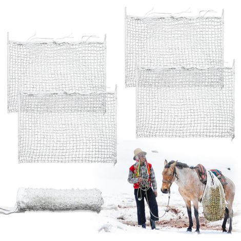 SWANEW Rete da Fieno Maglia Bianca Borsa da Fieno a Forma di Fieno per Tutta la Giornata Grande Borsa per Mangime con Piccoli Fori per Cavalli 4 pezzo 160 x 100cm (1/5)